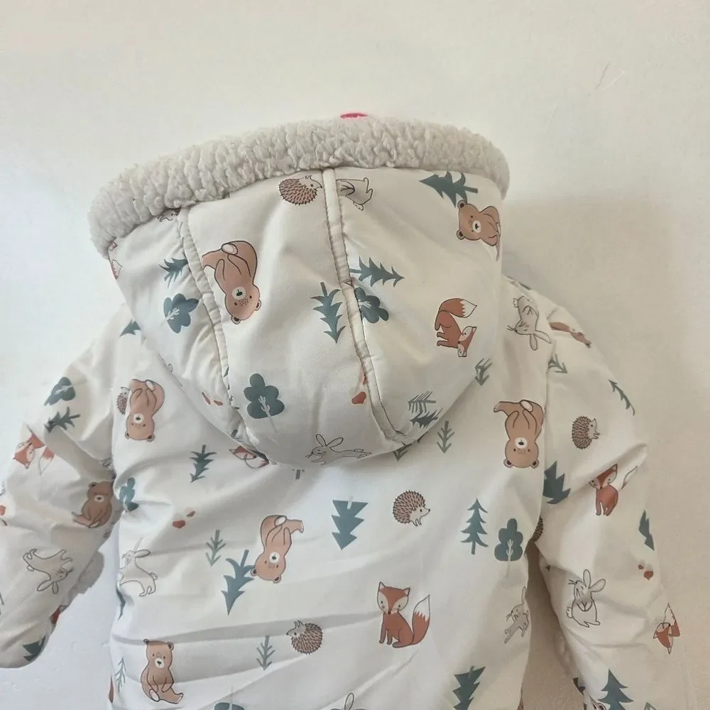 First Watch Baby Bunting Snowsuit Playsuit Warm Cozy Unisex Woodland 9-12 Months